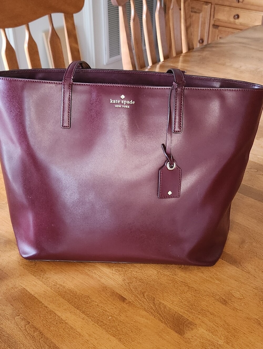 kate spade New York Cherrywood Burgundy Leather Tote